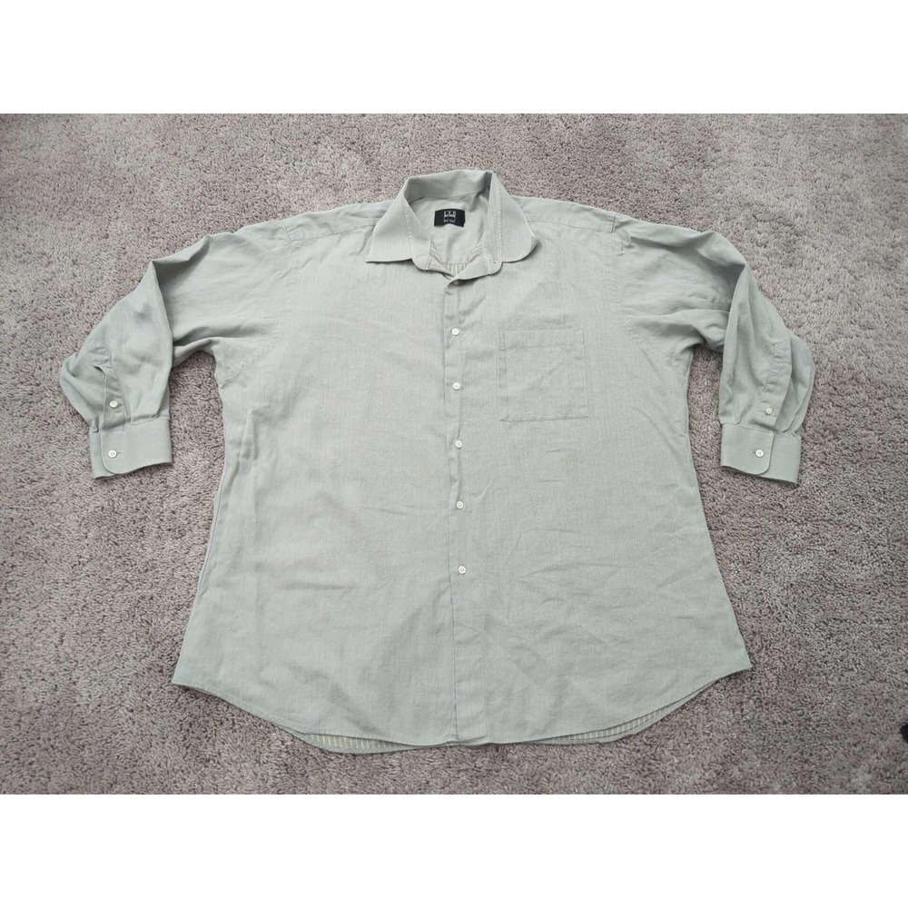 Ike Behar Dress Shirt Mens 17 1/2‎ Gray Button Up Long Sleeve Made in Canada